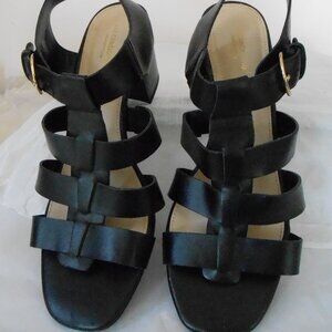 Liz  Claiborne Black Open Toe Memory Foam Ankle Strap 3" Heeled Sandals-Size 7.5